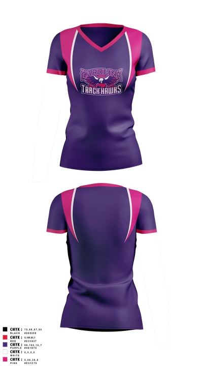 Carolina Track Hawks Women's Short Sleeve V-neck Shirt - 3