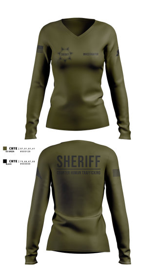 Womens Long Sleeve Vneck Shirt, Ray County Sheriff Counter Human Trafficking Task Force, Police, Teamtime, Team time, sublimation, custom sports apparel, team uniforms, spirit wear, spiritwear, sports uniforms, custom shirts, team store, custom team store, fundraiser sports, apparel fundraiser