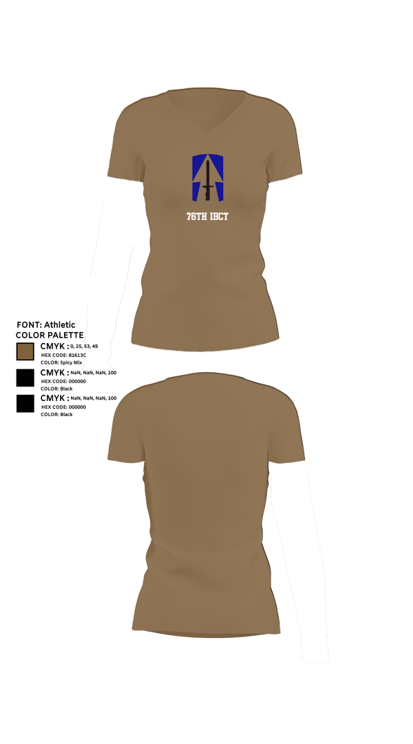 Womens Short Sleeve Vneck Shirt, 76th IBCT, , Teamtime, Team time, sublimation, custom sports apparel, team uniforms, spirit wear, spiritwear, sports uniforms, custom shirts, team store, custom team store, fundraiser sports, apparel fundraiser