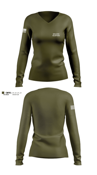 Womens Long Sleeve Vneck Shirt, Batallón de Helicópteros, Army, Teamtime, Team time, sublimation, custom sports apparel, team uniforms, spirit wear, spiritwear, sports uniforms, custom shirts, team store, custom team store, fundraiser sports, apparel fundraiser