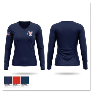 Womens Long Sleeve Vneck Shirt, Randolph County EMS, EMS/EMT, Teamtime, Team time, sublimation, custom sports apparel, team uniforms, spirit wear, spiritwear, sports uniforms, custom shirts, team store, custom team store, fundraiser sports, apparel fundraiser