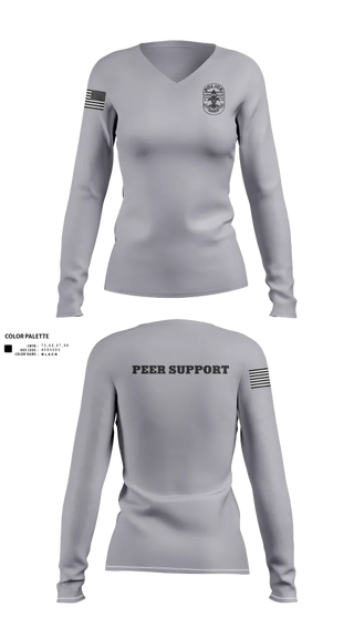 Womens Long Sleeve Vneck Shirt, LMPD HSO TACMED, Police, Teamtime, Team time, sublimation, custom sports apparel, team uniforms, spirit wear, spiritwear, sports uniforms, custom shirts, team store, custom team store, fundraiser sports, apparel fundraiser