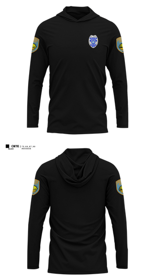 Long Sleeve hooded sunshirt, team name, Police, Teamtime, Team time, sublimation, custom sports apparel, team uniforms, spirit wear, spiritwear, sports uniforms, custom shirts, team store, custom team store, fundraiser sports, apparel fundraiser