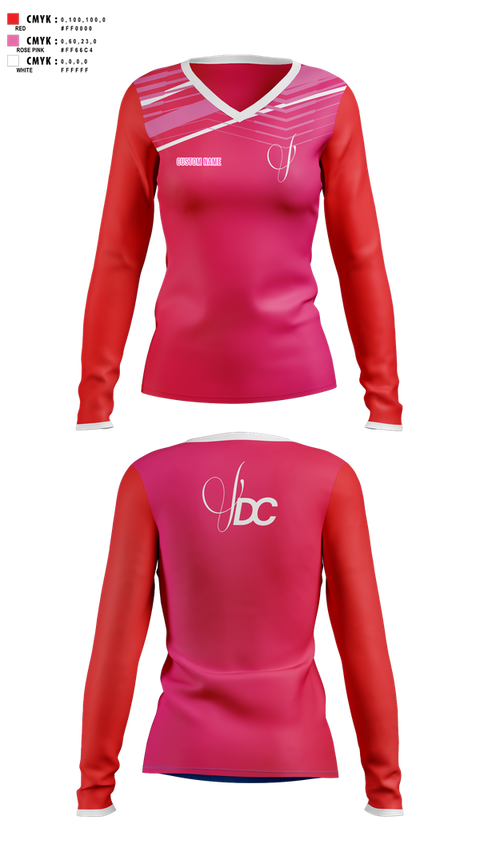 Womens Long Sleeve Vneck Shirt, Viva Dance Collective, Cheer, Teamtime, Team time, sublimation, custom sports apparel, team uniforms, spirit wear, spiritwear, sports uniforms, custom shirts, team store, custom team store, fundraiser sports, apparel fundraiser