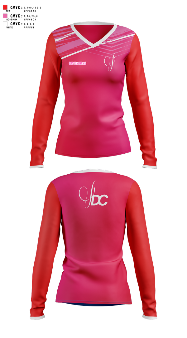 Womens Long Sleeve Vneck Shirt, Viva Dance Collective, Cheer, Teamtime, Team time, sublimation, custom sports apparel, team uniforms, spirit wear, spiritwear, sports uniforms, custom shirts, team store, custom team store, fundraiser sports, apparel fundraiser