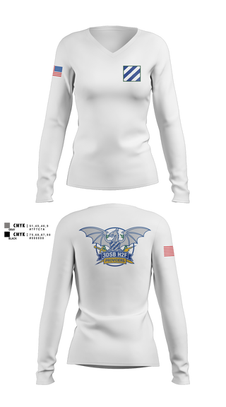 Womens Long Sleeve Vneck Shirt, 3DSB H2F, Army, Teamtime, Team time, sublimation, custom sports apparel, team uniforms, spirit wear, spiritwear, sports uniforms, custom shirts, team store, custom team store, fundraiser sports, apparel fundraiser