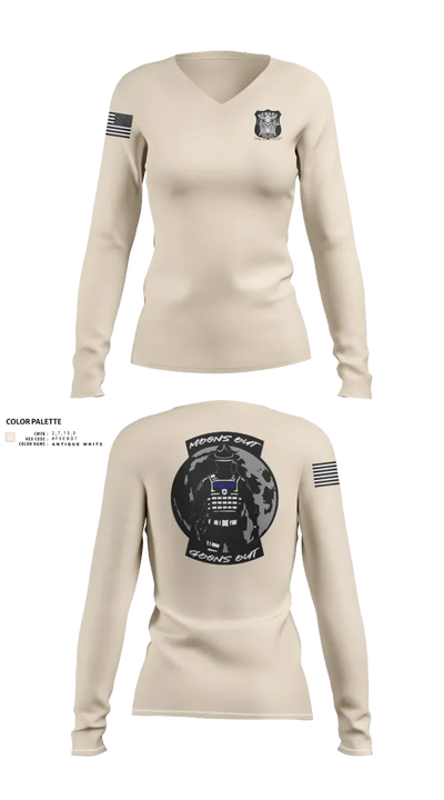 4th Precinct 85110542 Women's Long Sleeve V-neck Shirt - 70
