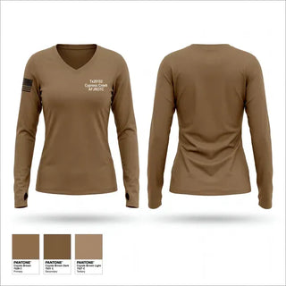 Womens Long Sleeve Vneck Shirt, Tx-20102 Cypress Creek AFJROTC, Air Force, Teamtime, Team time, sublimation, custom sports apparel, team uniforms, spirit wear, spiritwear, sports uniforms, custom shirts, team store, custom team store, fundraiser sports, apparel fundraiser