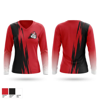 Womens Long Sleeve Vneck Shirt, High Heat, Baseball, Teamtime, Team time, sublimation, custom sports apparel, team uniforms, spirit wear, spiritwear, sports uniforms, custom shirts, team store, custom team store, fundraiser sports, apparel fundraiser