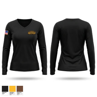 Womens Long Sleeve Vneck Shirt, INDEPENDENT AERIAL, Army, Teamtime, Team time, sublimation, custom sports apparel, team uniforms, spirit wear, spiritwear, sports uniforms, custom shirts, team store, custom team store, fundraiser sports, apparel fundraiser