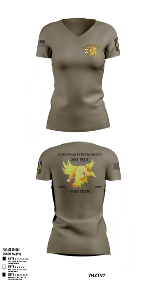 Womens Short Sleeve Vneck Shirt, 361 MLC, Army, Teamtime, Team time, sublimation, custom sports apparel, team uniforms, spirit wear, spiritwear, sports uniforms, custom shirts, team store, custom team store, fundraiser sports, apparel fundraiser