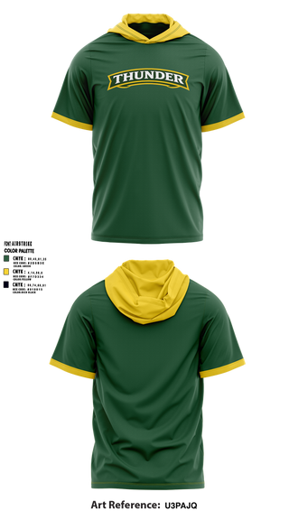 Short Sleeve Performance Shirt with hood, Thunder, Baseball, Teamtime, Team time, sublimation, custom sports apparel, team uniforms, spirit wear, spiritwear, sports uniforms, custom shirts, team store, custom team store, fundraiser sports, apparel fundraiser
