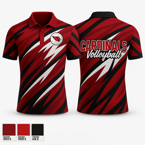 Short Sleeve Performance Polo, Cardinals, Women's Volleyball, Teamtime, Team time, sublimation, custom sports apparel, team uniforms, spirit wear, spiritwear, sports uniforms, custom shirts, team store, custom team store, fundraiser sports, apparel fundraiser