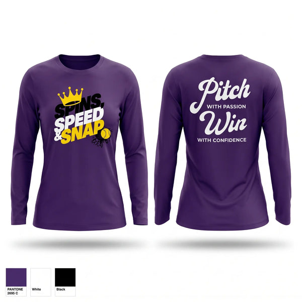 Long Sleeve Performance Shirt, Spins, Speed & Snap Pitching, , Teamtime, Team time, sublimation, custom sports apparel, team uniforms, spirit wear, spiritwear, sports uniforms, custom shirts, team store, custom team store, fundraiser sports, apparel fundraiser