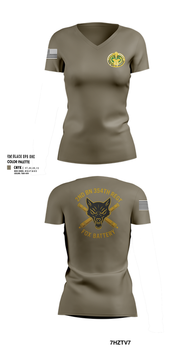 2ND BN 354 REGT 8230851 Women's Short Sleeve V-neck Shirt - 100