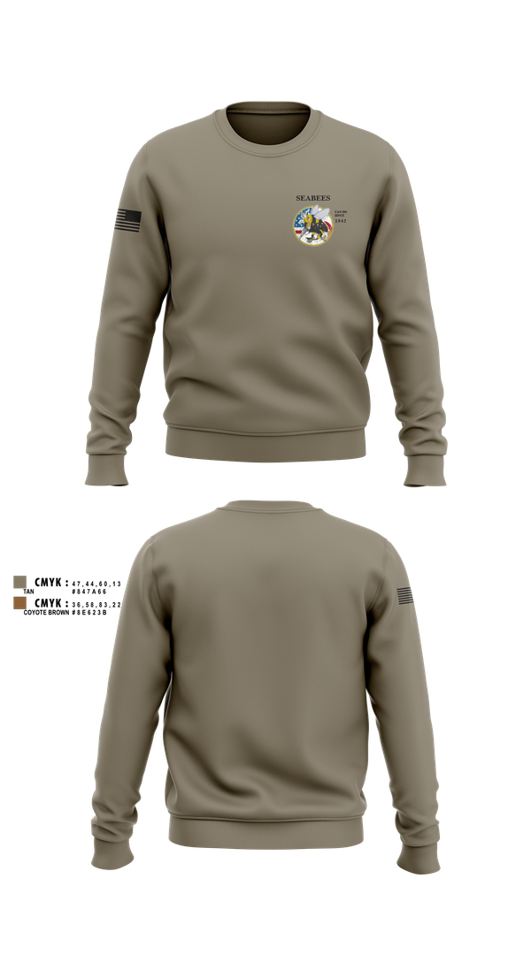 Crew Neck Sweatshirt, Seabees, Navy, Teamtime, Team time, sublimation, custom sports apparel, team uniforms, spirit wear, spiritwear, sports uniforms, custom shirts, team store, custom team store, fundraiser sports, apparel fundraiser