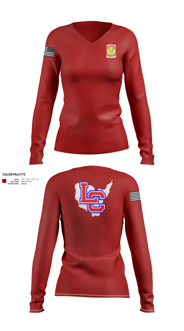 Womens Long Sleeve Vneck Shirt, Lewis County Lions, , Teamtime, Team time, sublimation, custom sports apparel, team uniforms, spirit wear, spiritwear, sports uniforms, custom shirts, team store, custom team store, fundraiser sports, apparel fundraiser