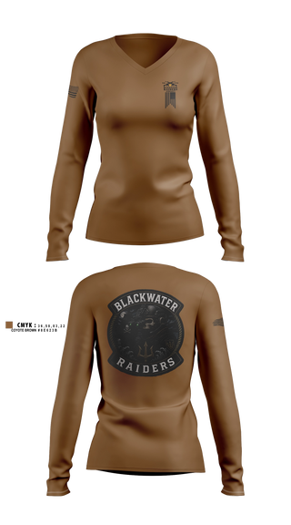 Womens Long Sleeve Vneck Shirt, Blackwater Raiders Airsoft, Marines, Teamtime, Team time, sublimation, custom sports apparel, team uniforms, spirit wear, spiritwear, sports uniforms, custom shirts, team store, custom team store, fundraiser sports, apparel fundraiser