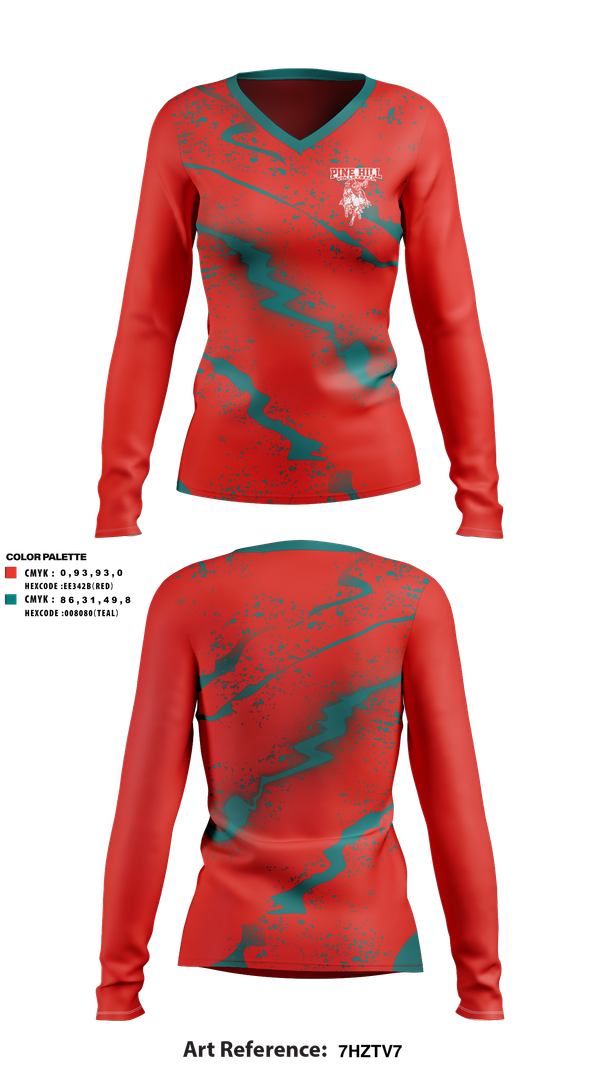 Womens Long Sleeve Vneck Shirt, Pine Hill High School Volleyball, Women's Volleyball, Teamtime, Team time, sublimation, custom sports apparel, team uniforms, spirit wear, spiritwear, sports uniforms, custom shirts, team store, custom team store, fundraiser sports, apparel fundraiser
