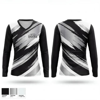 Womens Long Sleeve Vneck Shirt, W3D Logistics, Bowling, Teamtime, Team time, sublimation, custom sports apparel, team uniforms, spirit wear, spiritwear, sports uniforms, custom shirts, team store, custom team store, fundraiser sports, apparel fundraiser