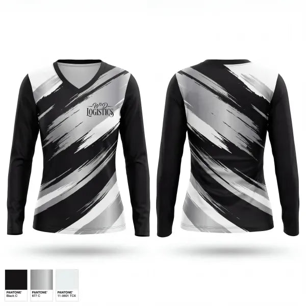 Womens Long Sleeve Vneck Shirt, W3D Logistics, Bowling, Teamtime, Team time, sublimation, custom sports apparel, team uniforms, spirit wear, spiritwear, sports uniforms, custom shirts, team store, custom team store, fundraiser sports, apparel fundraiser
