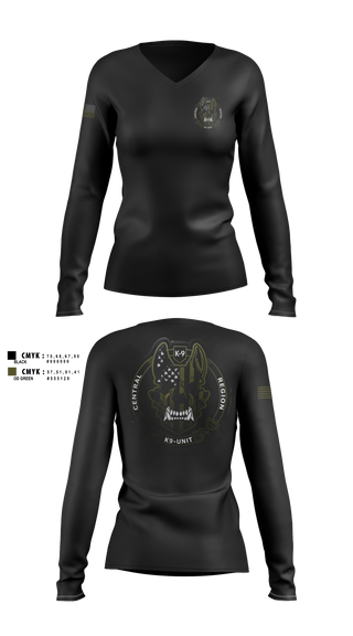 Womens Long Sleeve Vneck Shirt, Central Region K-9 unit, Police, Teamtime, Team time, sublimation, custom sports apparel, team uniforms, spirit wear, spiritwear, sports uniforms, custom shirts, team store, custom team store, fundraiser sports, apparel fundraiser