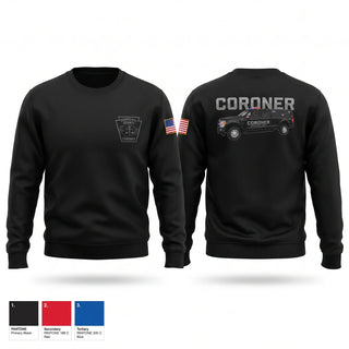 Crew Neck Sweatshirt, Schuylkill County Coroner's Office, EMS/EMT, Teamtime, Team time, sublimation, custom sports apparel, team uniforms, spirit wear, spiritwear, sports uniforms, custom shirts, team store, custom team store, fundraiser sports, apparel fundraiser