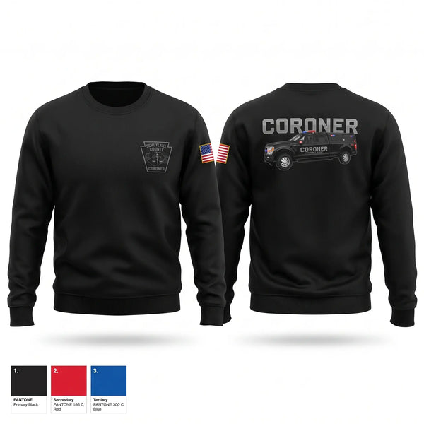 Crew Neck Sweatshirt, Schuylkill County Coroner's Office, EMS/EMT, Teamtime, Team time, sublimation, custom sports apparel, team uniforms, spirit wear, spiritwear, sports uniforms, custom shirts, team store, custom team store, fundraiser sports, apparel fundraiser