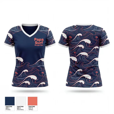 Papa Surf Burger Bar 11064134 Women's Short Sleeve V-neck Shirt - 1