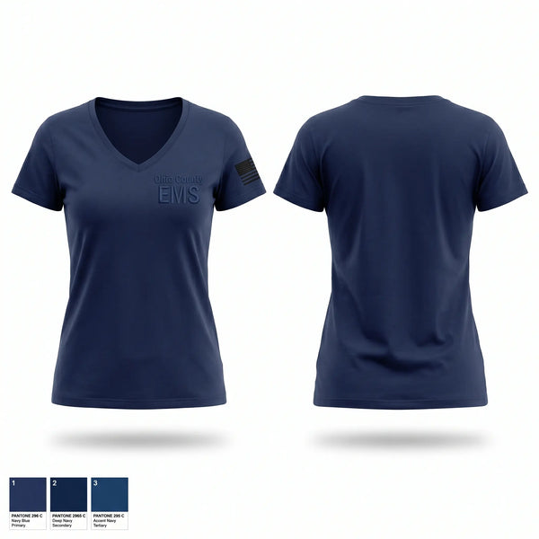Womens Short Sleeve Vneck Shirt, Ohio County EMS, EMS/EMT, Teamtime, Team time, sublimation, custom sports apparel, team uniforms, spirit wear, spiritwear, sports uniforms, custom shirts, team store, custom team store, fundraiser sports, apparel fundraiser