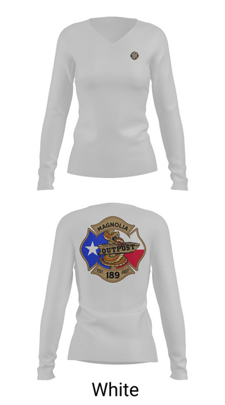 Womens Long Sleeve Vneck Shirt, Magnolia 189, Fire Department, Teamtime, Team time, sublimation, custom sports apparel, team uniforms, spirit wear, spiritwear, sports uniforms, custom shirts, team store, custom team store, fundraiser sports, apparel fundraiser