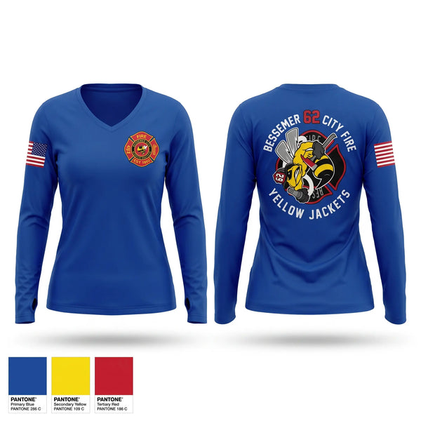 Womens Long Sleeve Vneck Shirt, BCFD, Fire Department, Teamtime, Team time, sublimation, custom sports apparel, team uniforms, spirit wear, spiritwear, sports uniforms, custom shirts, team store, custom team store, fundraiser sports, apparel fundraiser