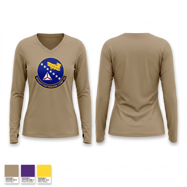 Womens Long Sleeve Vneck Shirt, Wright-Patterson Composite Squadron, Air Force, Teamtime, Team time, sublimation, custom sports apparel, team uniforms, spirit wear, spiritwear, sports uniforms, custom shirts, team store, custom team store, fundraiser sports, apparel fundraiser