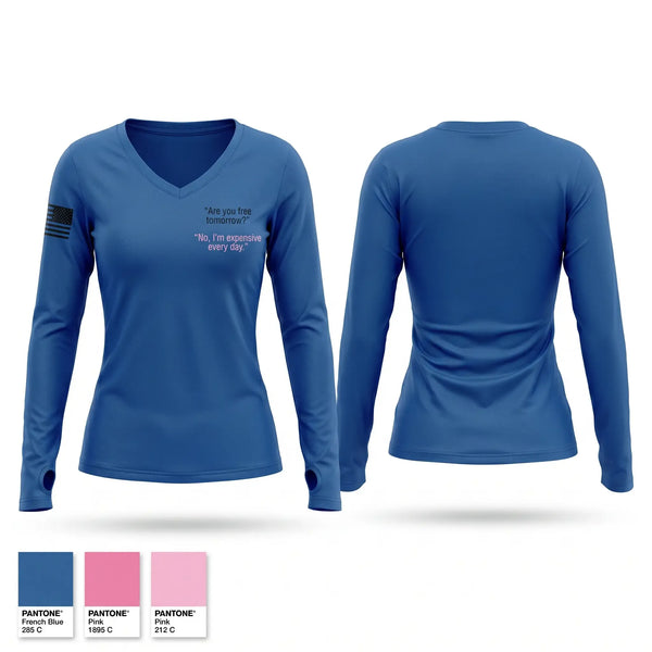Womens Long Sleeve Vneck Shirt, Angleton Area Emergency Medical Corps, EMS/EMT, Teamtime, Team time, sublimation, custom sports apparel, team uniforms, spirit wear, spiritwear, sports uniforms, custom shirts, team store, custom team store, fundraiser sports, apparel fundraiser