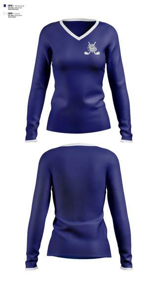 Womens Long Sleeve Vneck Shirt, Rockland High School Golf, Golf, Teamtime, Team time, sublimation, custom sports apparel, team uniforms, spirit wear, spiritwear, sports uniforms, custom shirts, team store, custom team store, fundraiser sports, apparel fundraiser