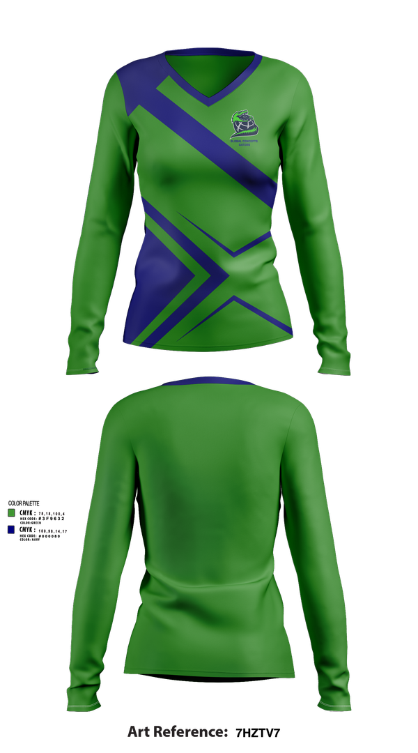 Womens Long Sleeve Vneck Shirt, Global Concepts Gators, Spirit Store, Teamtime, Team time, sublimation, custom sports apparel, team uniforms, spirit wear, spiritwear, sports uniforms, custom shirts, team store, custom team store, fundraiser sports, apparel fundraiser