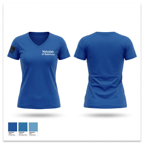 Womens Short Sleeve Vneck Shirt, Hatzalah of Baltimore, EMS/EMT, Teamtime, Team time, sublimation, custom sports apparel, team uniforms, spirit wear, spiritwear, sports uniforms, custom shirts, team store, custom team store, fundraiser sports, apparel fundraiser