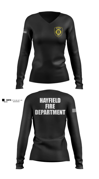 Womens Long Sleeve Vneck Shirt, Hayfield Fire, Fire Department, Teamtime, Team time, sublimation, custom sports apparel, team uniforms, spirit wear, spiritwear, sports uniforms, custom shirts, team store, custom team store, fundraiser sports, apparel fundraiser