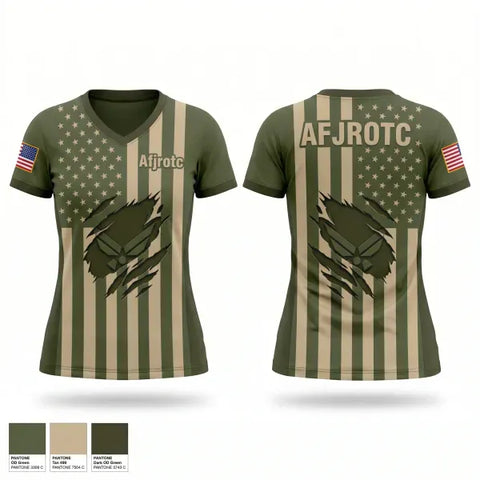 Womens Short Sleeve Vneck Shirt, Afjrotc, Air Force, Teamtime, Team time, sublimation, custom sports apparel, team uniforms, spirit wear, spiritwear, sports uniforms, custom shirts, team store, custom team store, fundraiser sports, apparel fundraiser