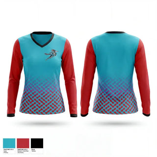 Womens Long Sleeve Vneck Shirt, New Mexico Roadrunners, Men's Basketball, Teamtime, Team time, sublimation, custom sports apparel, team uniforms, spirit wear, spiritwear, sports uniforms, custom shirts, team store, custom team store, fundraiser sports, apparel fundraiser