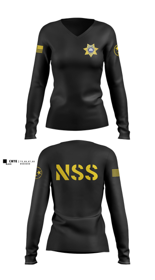Womens Long Sleeve Vneck Shirt, National Security, Police, Teamtime, Team time, sublimation, custom sports apparel, team uniforms, spirit wear, spiritwear, sports uniforms, custom shirts, team store, custom team store, fundraiser sports, apparel fundraiser