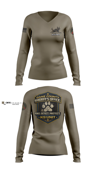 Womens Long Sleeve Vneck Shirt, Dane County K9, Police, Teamtime, Team time, sublimation, custom sports apparel, team uniforms, spirit wear, spiritwear, sports uniforms, custom shirts, team store, custom team store, fundraiser sports, apparel fundraiser