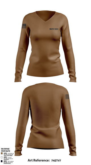 Womens Long Sleeve Vneck Shirt, 354th CMCO, , Teamtime, Team time, sublimation, custom sports apparel, team uniforms, spirit wear, spiritwear, sports uniforms, custom shirts, team store, custom team store, fundraiser sports, apparel fundraiser