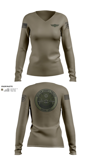 Womens Long Sleeve Vneck Shirt, Drone Unit, Police, Teamtime, Team time, sublimation, custom sports apparel, team uniforms, spirit wear, spiritwear, sports uniforms, custom shirts, team store, custom team store, fundraiser sports, apparel fundraiser