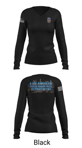 Womens Long Sleeve Vneck Shirt, Federal Reserve Police DTLA, Police, Teamtime, Team time, sublimation, custom sports apparel, team uniforms, spirit wear, spiritwear, sports uniforms, custom shirts, team store, custom team store, fundraiser sports, apparel fundraiser