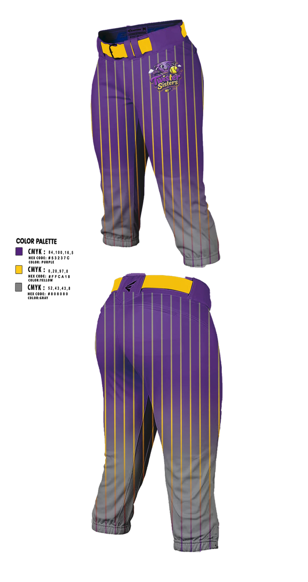 Softball Pants, Twister Sisters, Softball, Teamtime, Team time, sublimation, custom sports apparel, team uniforms, spirit wear, spiritwear, sports uniforms, custom shirts, team store, custom team store, fundraiser sports, apparel fundraiser