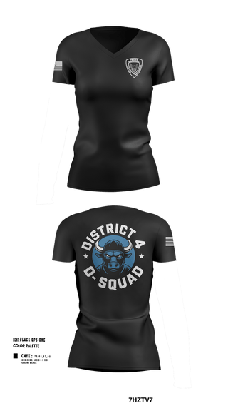 Womens Short Sleeve Vneck Shirt, District 4 D Squad, Police, Teamtime, Team time, sublimation, custom sports apparel, team uniforms, spirit wear, spiritwear, sports uniforms, custom shirts, team store, custom team store, fundraiser sports, apparel fundraiser