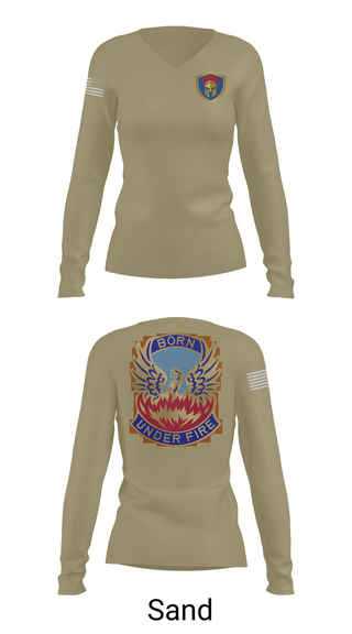 Womens Long Sleeve Vneck Shirt, HHC/128th Aviation Brigade, , Teamtime, Team time, sublimation, custom sports apparel, team uniforms, spirit wear, spiritwear, sports uniforms, custom shirts, team store, custom team store, fundraiser sports, apparel fundraiser