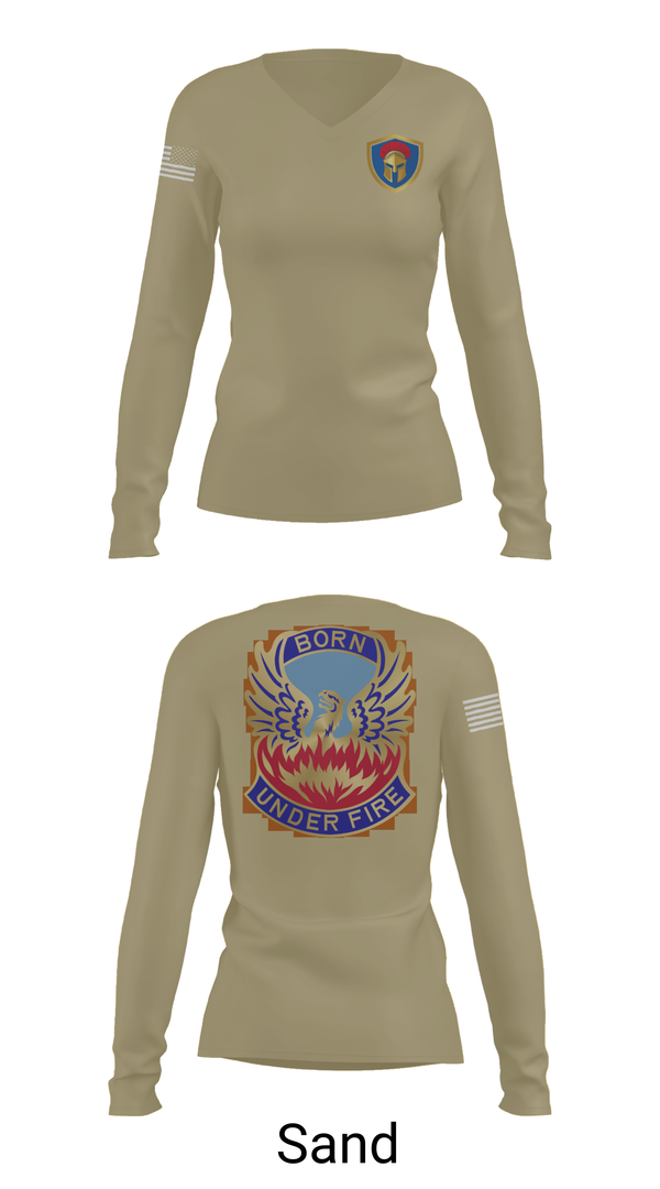 Womens Long Sleeve Vneck Shirt, HHC/128th Aviation Brigade, , Teamtime, Team time, sublimation, custom sports apparel, team uniforms, spirit wear, spiritwear, sports uniforms, custom shirts, team store, custom team store, fundraiser sports, apparel fundraiser