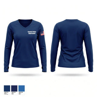 Womens Long Sleeve Vneck Shirt, Coweta Police Department, Police, Teamtime, Team time, sublimation, custom sports apparel, team uniforms, spirit wear, spiritwear, sports uniforms, custom shirts, team store, custom team store, fundraiser sports, apparel fundraiser